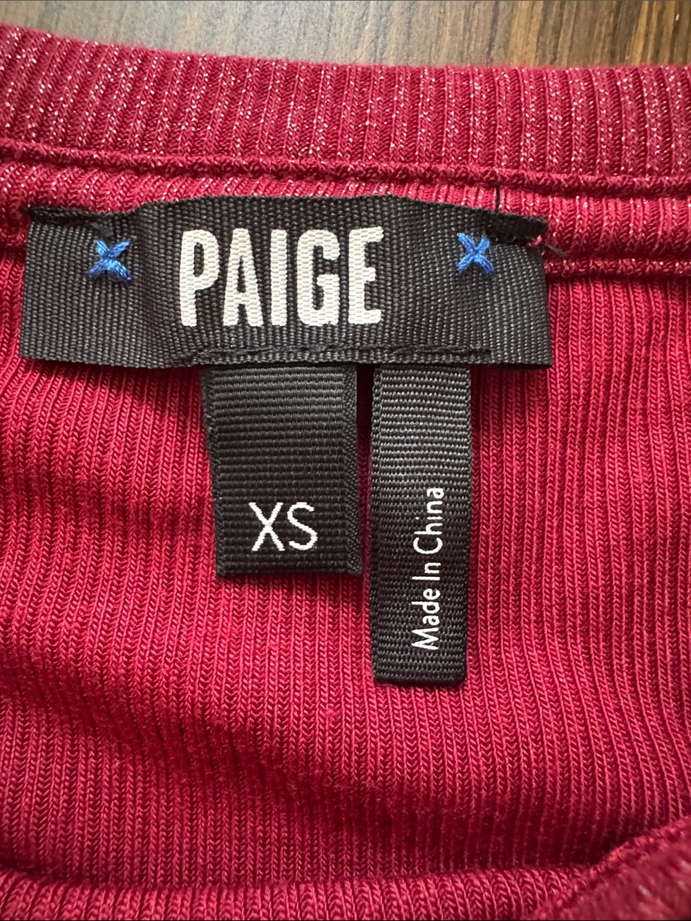 PAIGE Short Sleeve Ribbed Tee - Raspberry - Picture 2 of 8